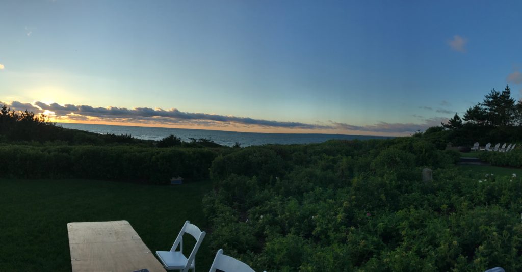 View of the ocean from an event on land on Nantucket