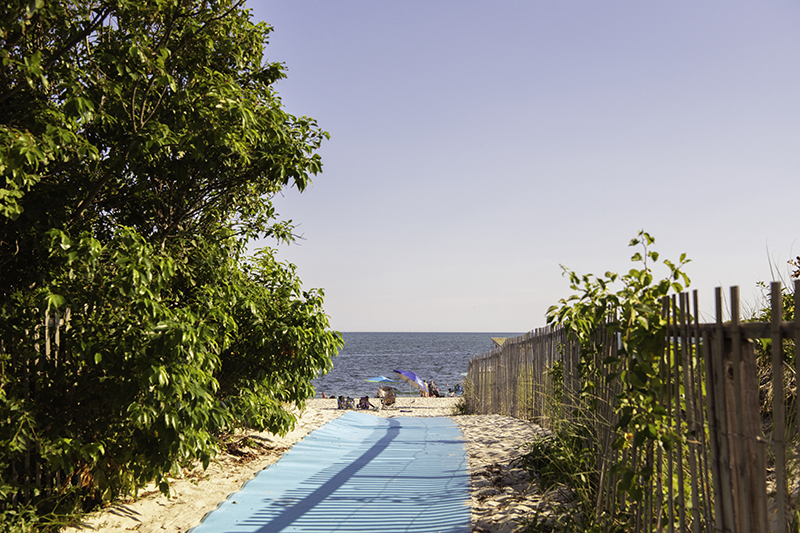 A walkway to a beach